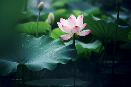 水中的粉色莲花背景图片