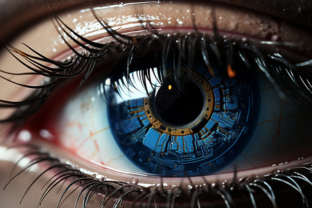 蓝色的机械眼球背景图片
