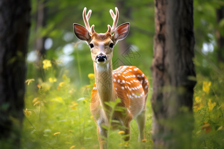 森林中的一只鹿背景图片
