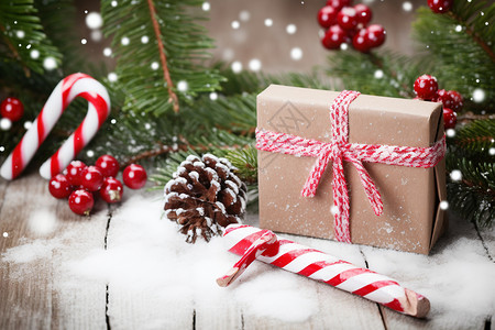 圣诞礼物和冷杉树背景图片