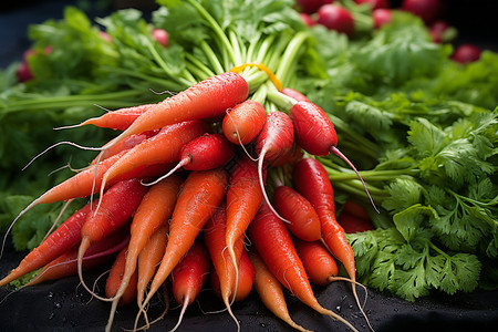 根茎蔬菜一堆红萝卜背景