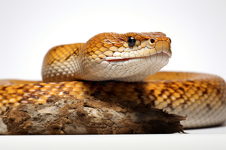 蛇与微笑金黄色的蛇在白色背景上背景