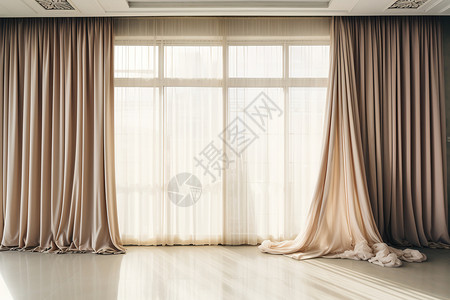 墙窗户现代简约的大窗帘墙背景