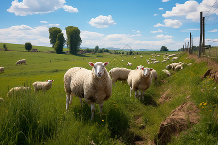 草原上休憩的羊群背景图片