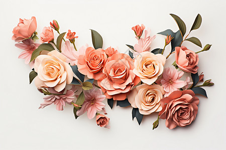 一束粉色玫瑰美丽的玫瑰花束插画