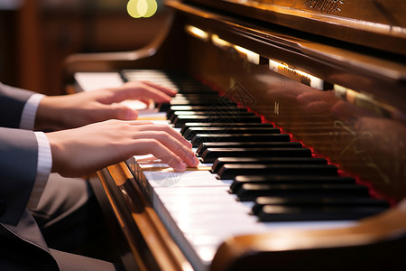 用钢琴弹奏音乐的人图片