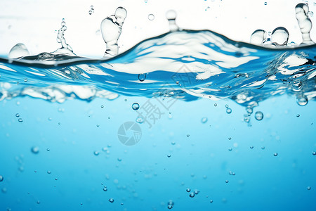 蓝色气泡水泡水泡背景下的蓝色水体照片背景