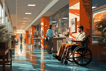 医院走廊病人与医生图片