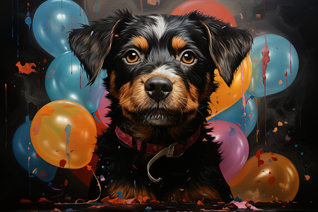 气球和小狗背景图片