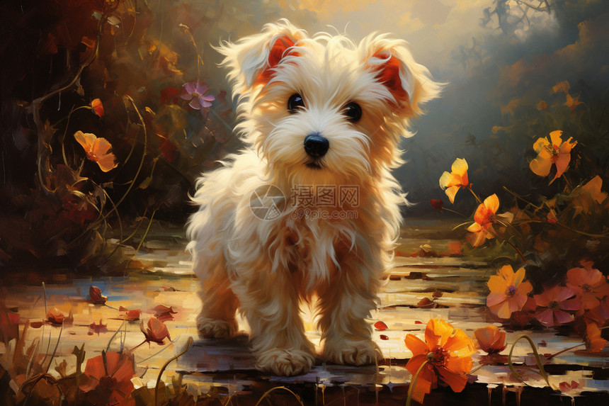秋日里的小狗图片