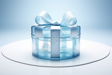 蓝色透明丝带蓝色的礼物盒设计图片