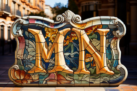 艺术字母城市中五彩斑斓的标志背景