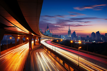 天桥夜景灯火辉煌交通道路设计图片