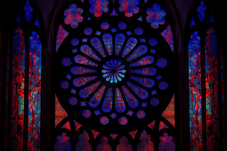 宗教建筑中的彩色玻璃窗背景图片