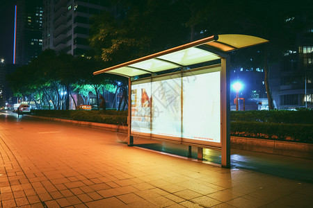 城市公交站牌背景图片