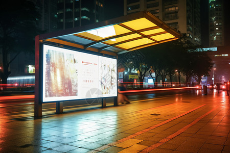 公交站牌上的广告背景图片