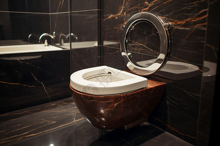 纸马桶浴室中的奢华大理石墙面和地板背景