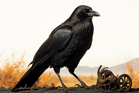 鸟骨架黑色的乌鸦背景