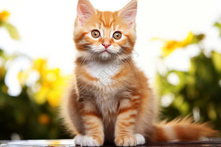 好奇的小橘白猫图片