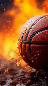 火焰细节特写篮球运动健身背景