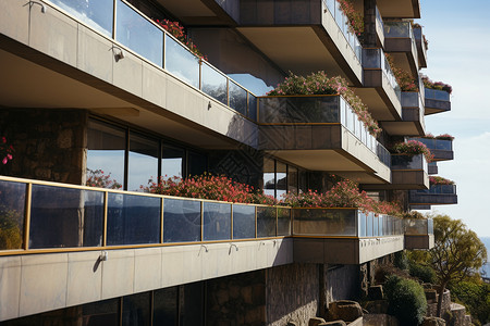 城市中的现代公寓图片