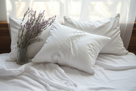 整洁舒适的床整洁的白色床单背景