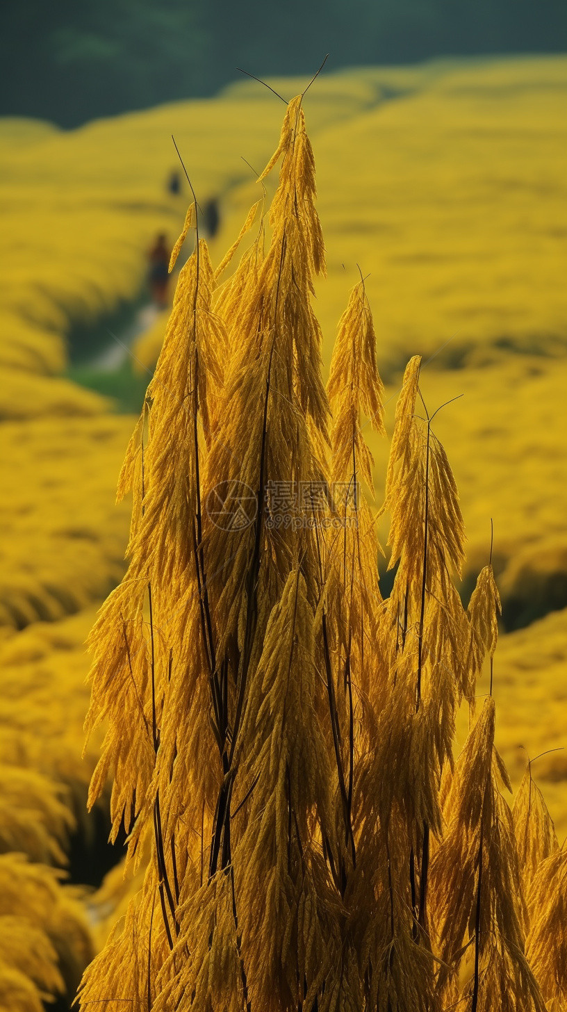 稻田中生长的稻穗图片