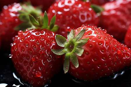 水珠滴在草莓上图片