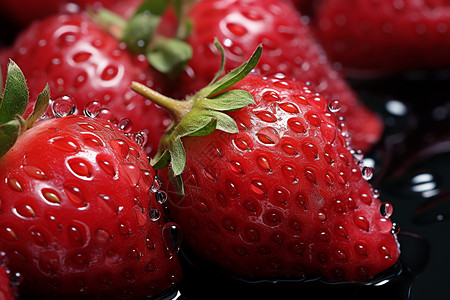 草莓上的水滴背景图片