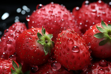 水滴闪烁的草莓图片
