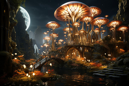 蘑菇森林背景图片