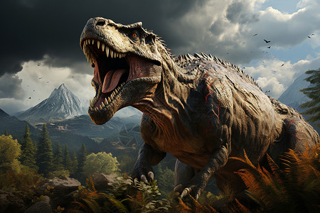 岩石上的恐龙背景图片
