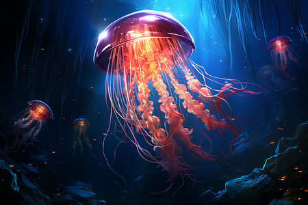 神秘的水母世界背景图片