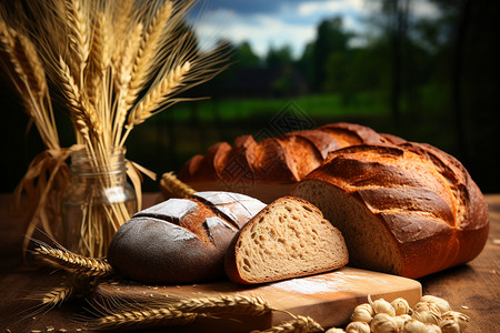 小麦制作的面包图片