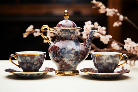 精美的茶壶三宫格碟子高清图片
