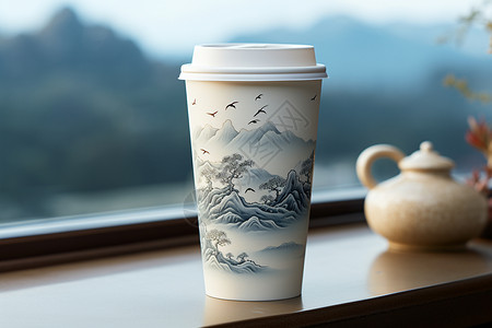 艺术风格的咖啡杯背景图片