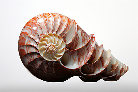 大海螺旋转的贝壳艺术插画