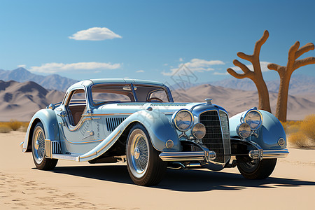 沙漠上的汽车背景图片
