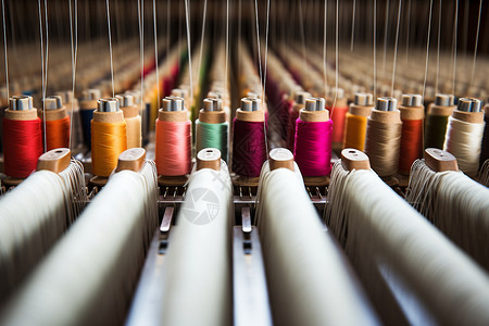 丝绸工厂中的纺纱机背景