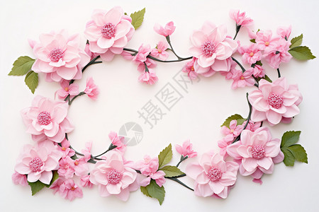 美丽樱花花环粉色的花朵插画