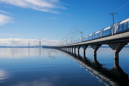 江面上的高架桥背景图片