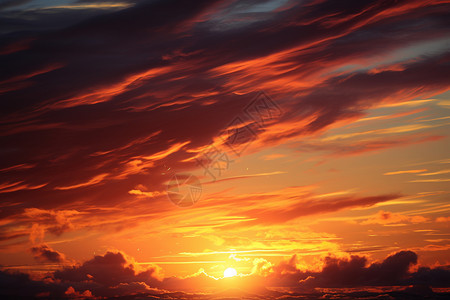 夕阳下的天空背景图片