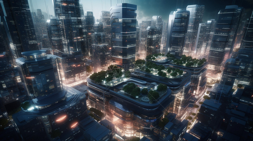 现代都市的夜景图片