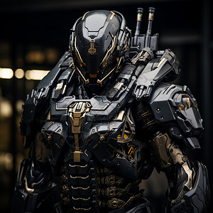黑色盔甲的机器人背景图片