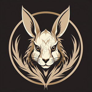 可爱兔子头兔头的徽标插画