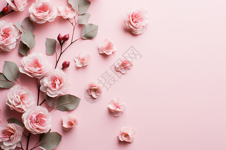 墙壁上的粉色花朵高清图片