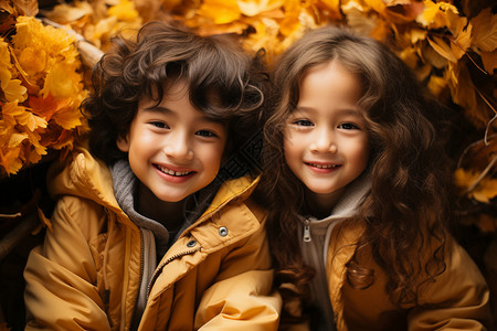 秋日快乐欢乐秋日的孩子们背景