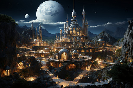 城堡丽城奇幻的月亮城设计图片