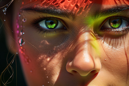 绿色眼珠的女孩背景图片