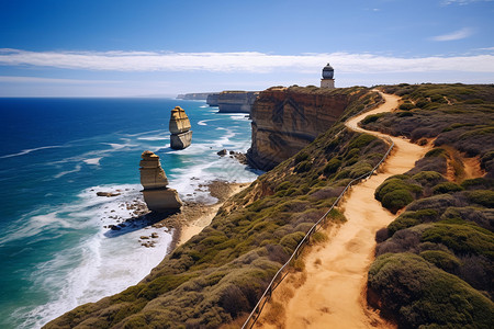 海崖澳大利亚海岸线的景色背景